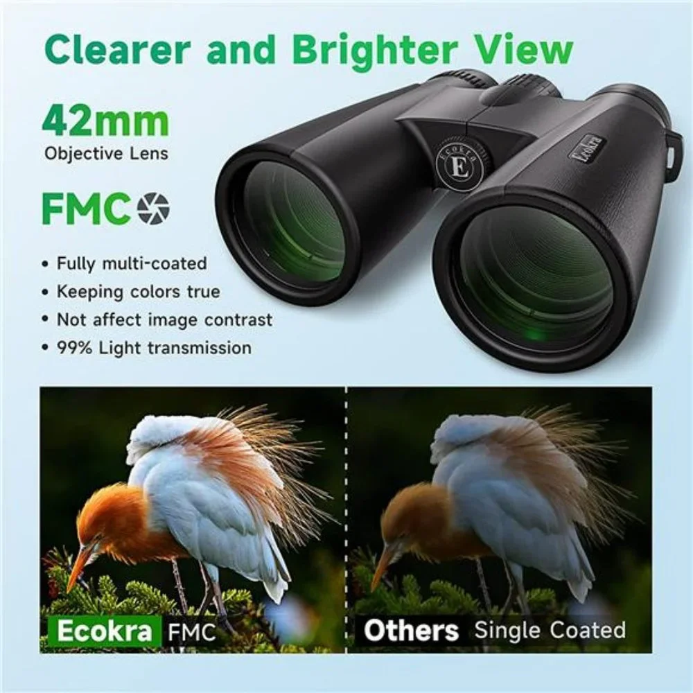 12x42 HD Binocular for Adult & Kids w/  Large view, Clear Low Light Night Vision